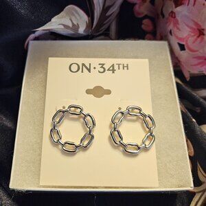 On 34th Small Chain Link Front-Facing Hoop Earrings- NWT